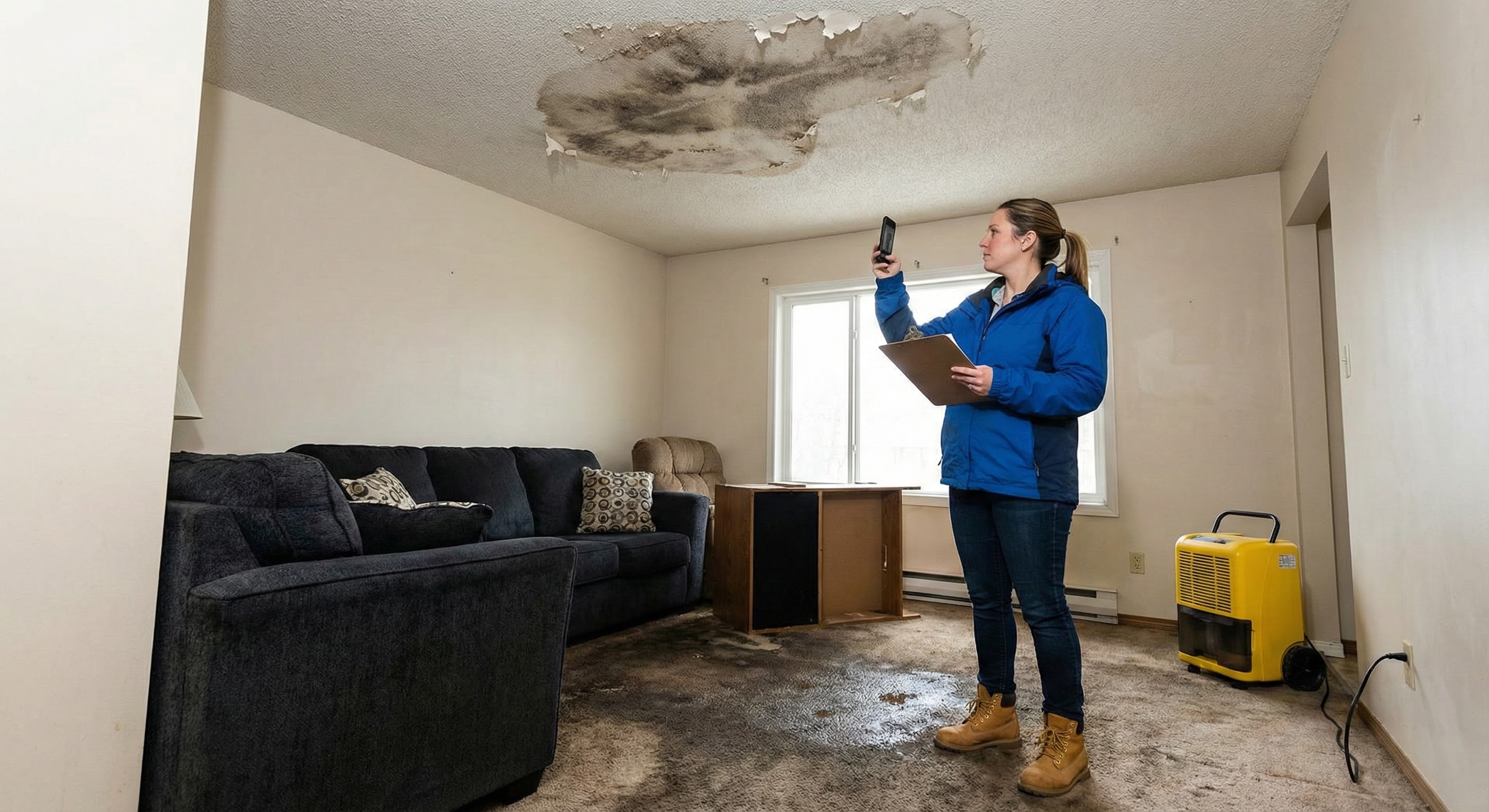 person documenting water damage
