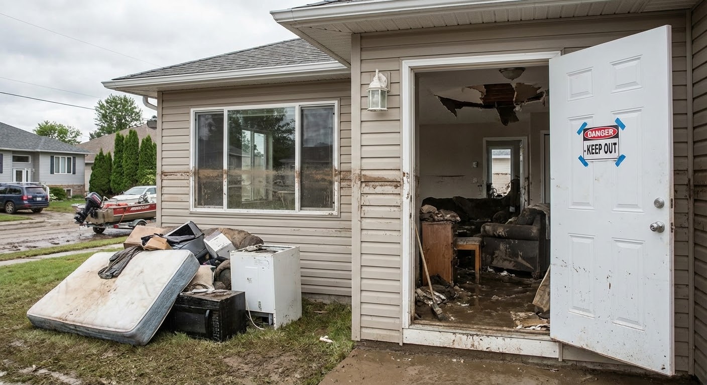 house damaged by water