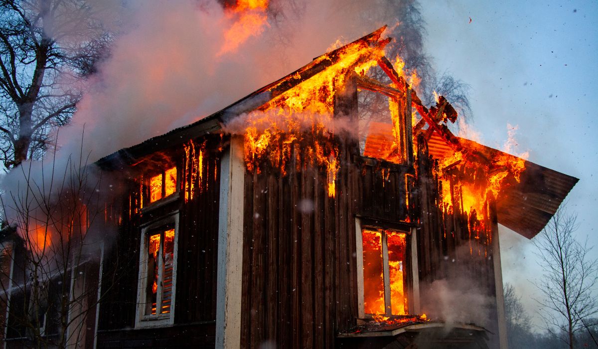 business building on fire