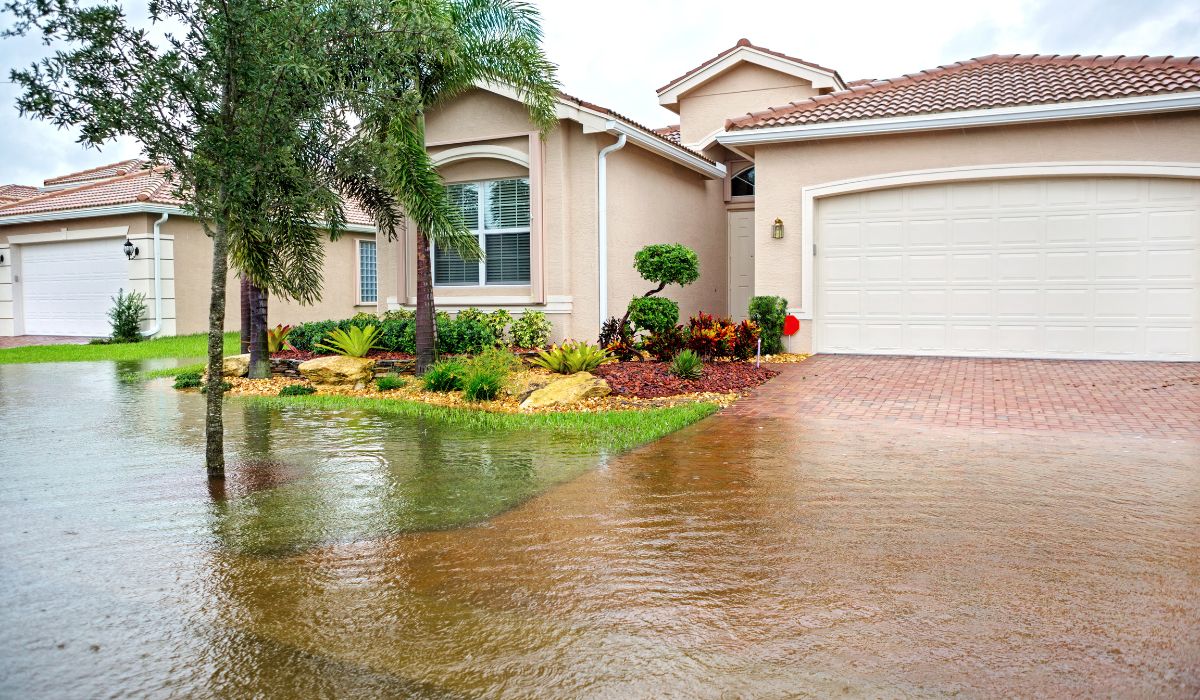 garage driveway flooded