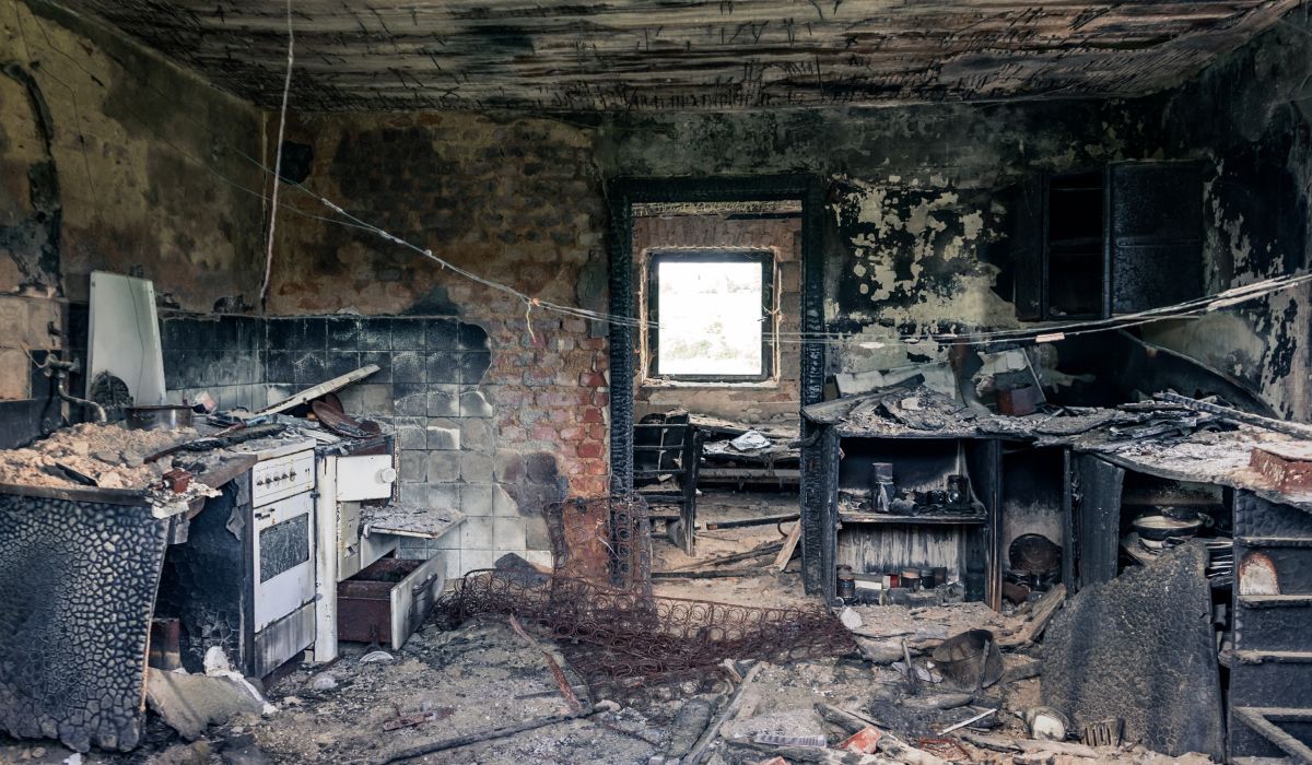 inside of house from fire damage