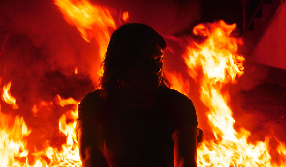 person in a house fire