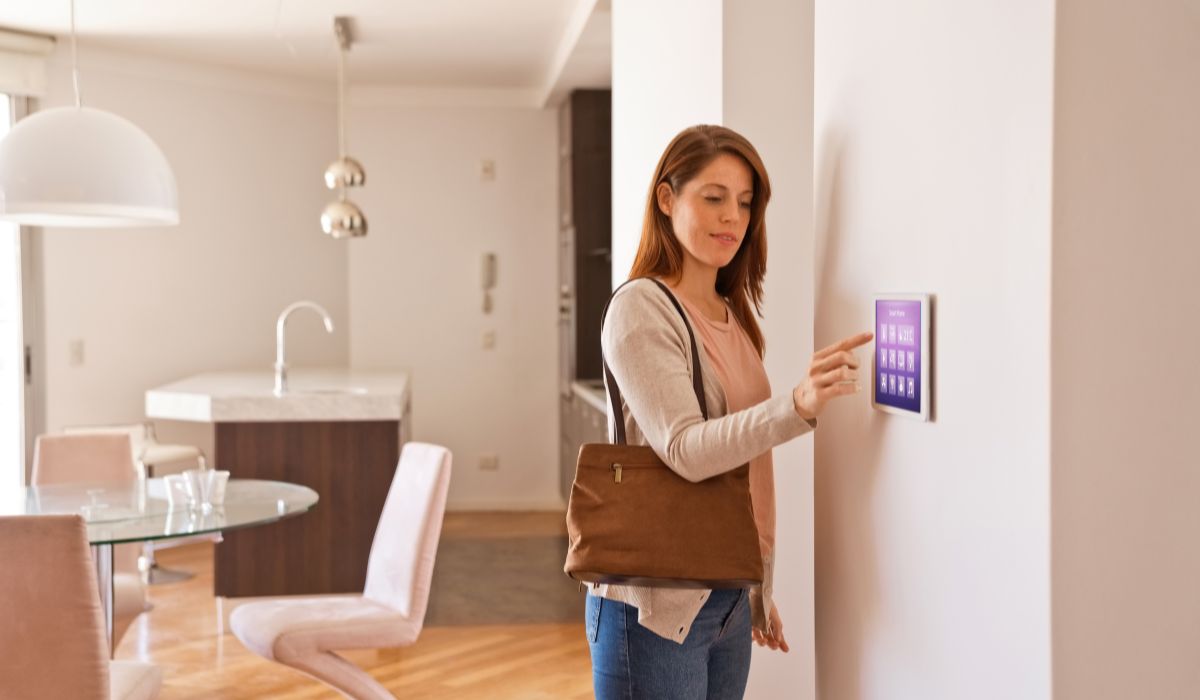 person using smart home technology