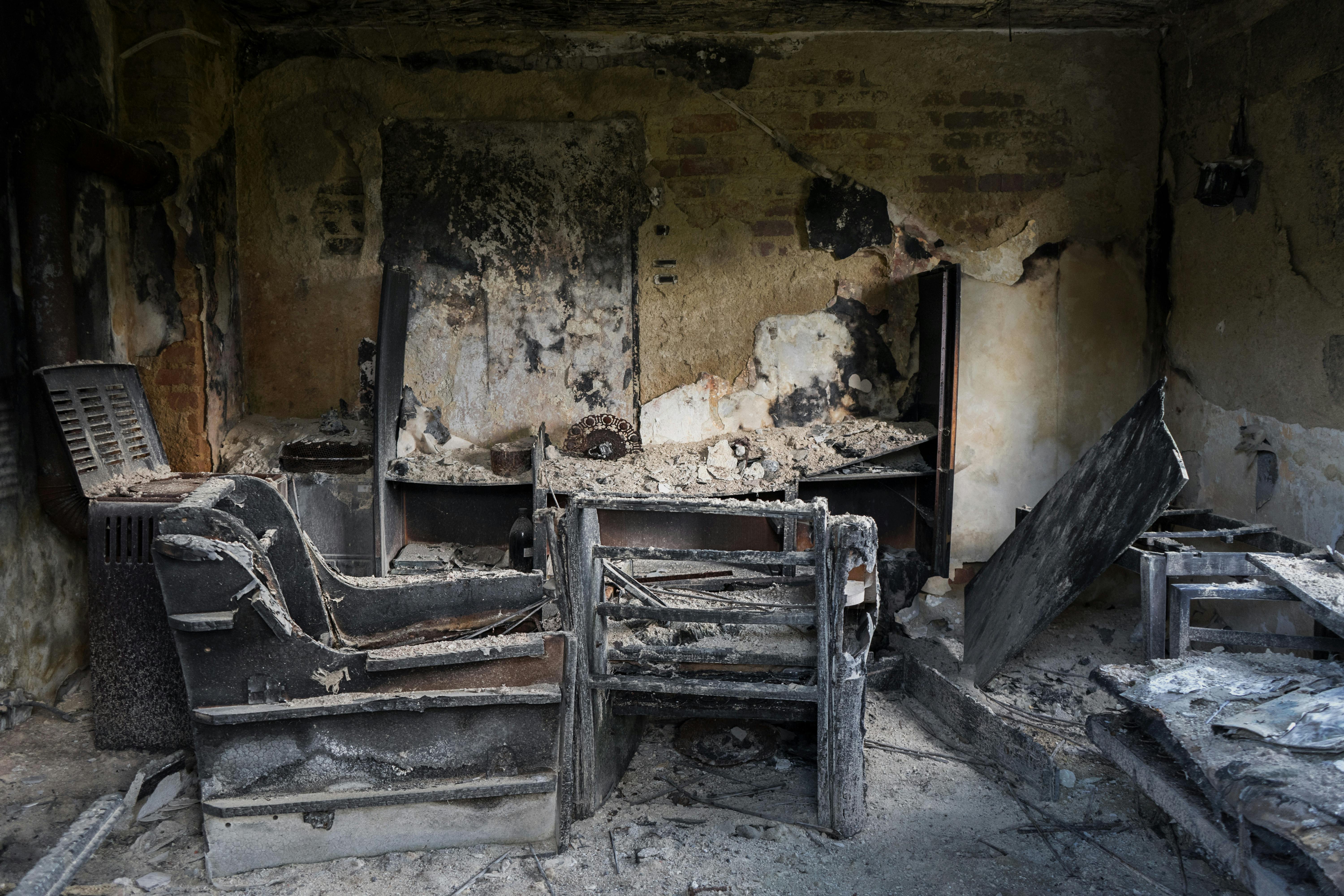 smoke damage inside bedroom