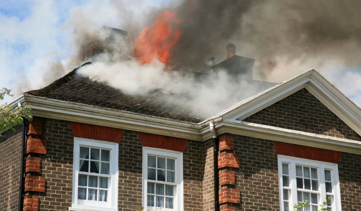 smoke coming out of house